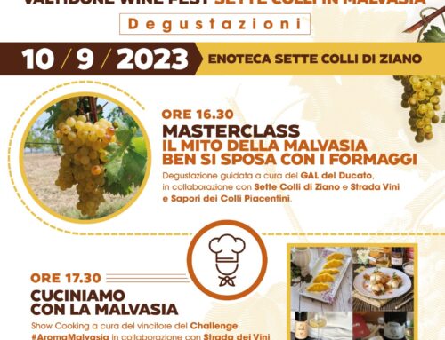 Masterclass “Il Mito della Malvasia ben si sposa con i formaggi“, domenica 10 settembre a Ziano Piacentino
